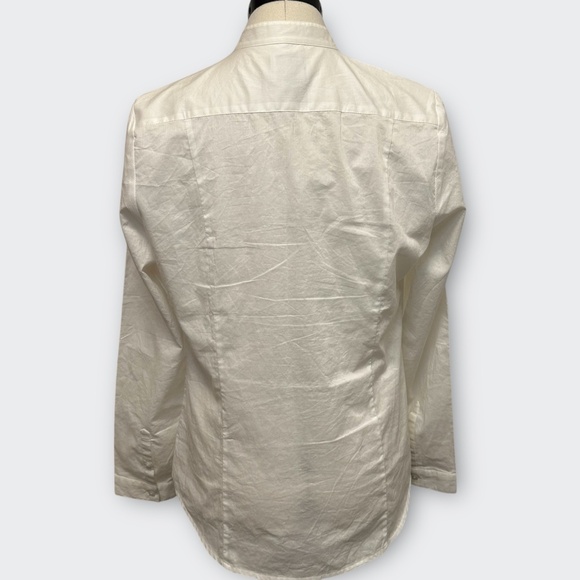 EXPRESS Essential White Cotton Pintuck Shirt M | Cottage Academia Boho Romantic - Picture 8 of 10